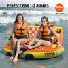 Towable Tube for Boating, 1-2 Riders Inflatable Towable Tubes with Deck Seats and Backrest, 340 lbs Water Sport Tube